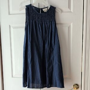 Navy Blue Sleeveless Linen Dress